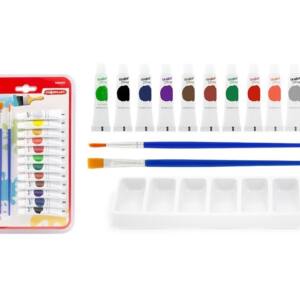 12 Acuarelas 6ml con 2 Pinceles y 1 Paleta