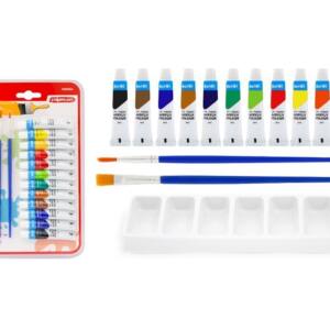 Set 12 Tubos Pintura Acrílica 5ml 2 Pinceles y 1 Paleta