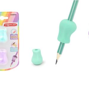 2 Agarradores para Lápiz Silicona Tacto Suave Colores Pastel