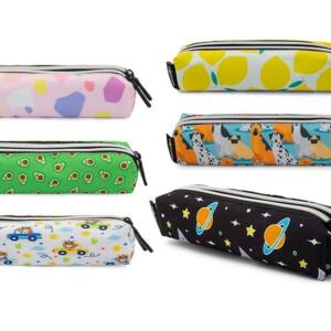 Estuche 2 Cremalleras Fino Rectangular Tela Diseños Variados