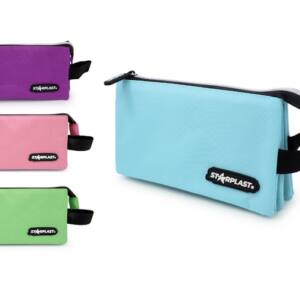 Estuche Triangular 2 Cremalleras 3 Bolsillos con Asa Colores Pastel