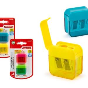 Set 2 Sacapuntas Doble Estándar y Jumbo con Depósitos y Tapa Colores Básicos Surtidos