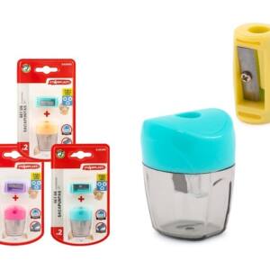 Set 2 Sacapuntas 1 Fino y 1 Depósito Colores Pastel Surtidos