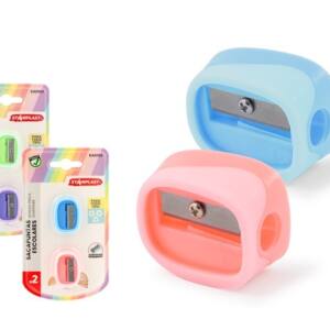 Set 2 Sacapuntas Ovalados Colores Pastel Surtido Hoja Metal