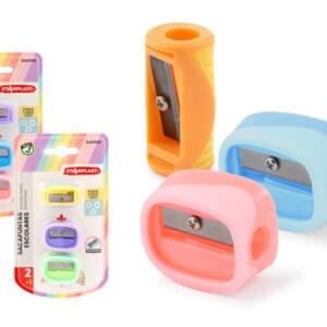 Set 3 Sacapuntas Varias Formas Colores Pastel Surtido Hoja Metal