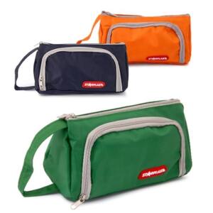 Estuche Triangular de Tela 2 Cremalleras con Asa 3 Colores