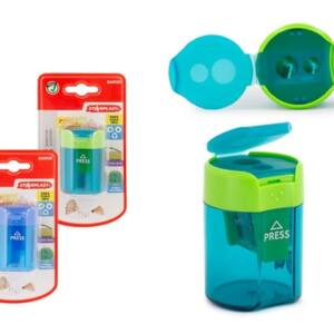 Sacapuntas con Depósito y Tapa 2 Agujeros Estándar y Jumbo Color Verde o Azul