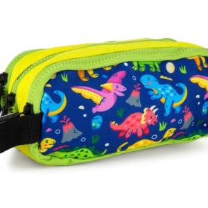 Estuche Rectangular Tela 3 Cremalleras Diseño Dinosaurios Variados Con Asa