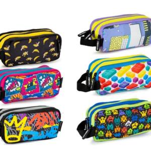 Estuche Rectangular Tela 3 Cremalleras Diseño Juvenil Variados Con Asa