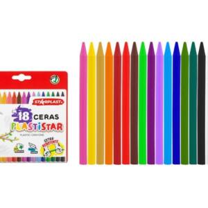 Set 18 Ceras de colores Extra Resistentes Suaves al Tacto No Mancha