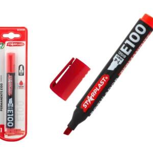 Rotulador Permanente E100 Punta Bisel 1-4mm Rojo