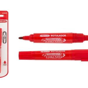 Rotulador Permanente Rojo Doble Punta Bisel 1-6mm y Redonda 2mm