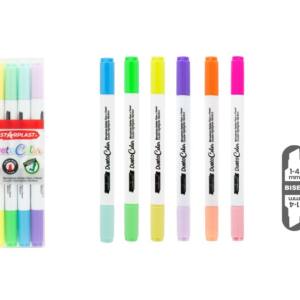 Marcadores de doble punta flúor y pastel 6 unidades 12 colores