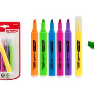 5 Marcadores Flúor Jailaiter Surtidos Punta Bisel 1-5mm Cuerpo Triangular