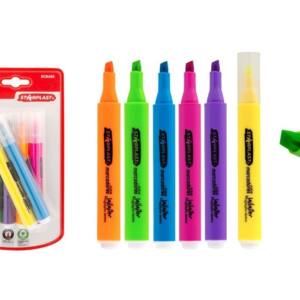 6 Marcadores Flúor Jailaiter Surtidos Punta Bisel 1-5mm Cuerpo Triangular