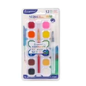 Giorgione Set 12 acuarelas con paleta Pincel Normal y Pincel de Agua