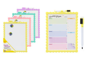 Pizarra Magnética 28x21.5cm Doble Cara Plan Semanal Con Imanes y Rotulador