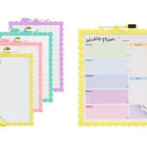 Pizarra Magnética 28x21.5cm Doble Cara Plan Semanal Con Imanes y Rotulador