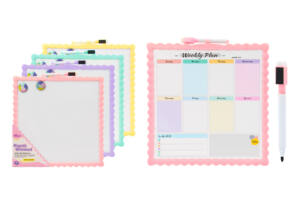 Pizarra Magnética 29x29cm Doble Cara Plan Semanal Con Imanes y Rotulador