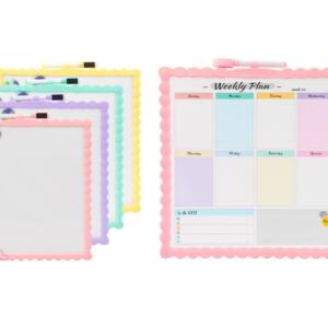 Pizarra Magnética 29x29cm Doble Cara Plan Semanal Con Imanes y Rotulador