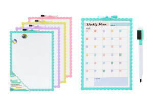 Pizarra Magnética 28x39.5cm Doble Cara Plan Semanal Con Imanes y Rotulador