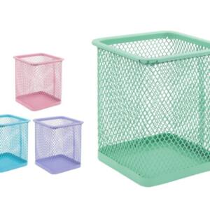 Portalápiz Metálico Rectangular 9.5x6.5x6.5cm  Colores Pastel