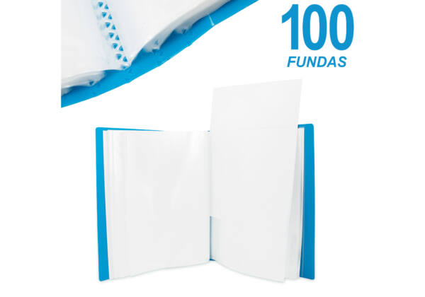 Carpeta 100 fundas A4 Portada Personalizable Azul Rosa Verde Naranja