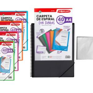 Carpeta espiral 40 fundas A4 portada personalizable sobre