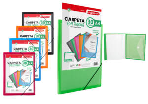 Carpeta 30 fundas con goma A4 portada personalizable sobre