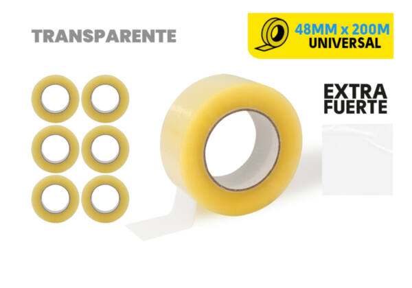 Cinta De Embalaje Transparente 48mm x 200mts