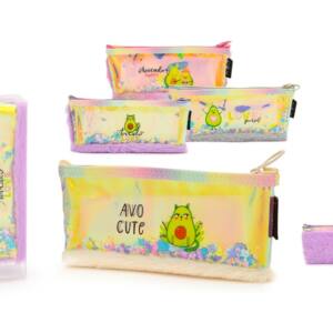 Estuche Holográfico 1 Cremallera Triangular Aguacate