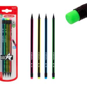 Set 4 Lápices Grafito Blackwood Hb Hexagonal Con Borrador