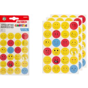 Etiquetas Adhesivas 72 Pegatinas 3 Hojas Diseño Caritas