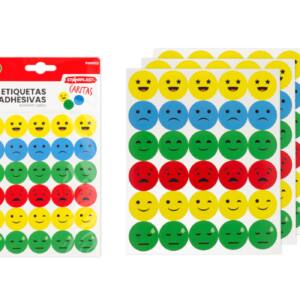 Etiquetas Adhesivas 3 Hojas Diseño Caritas 90 Pegatinas Recompensa