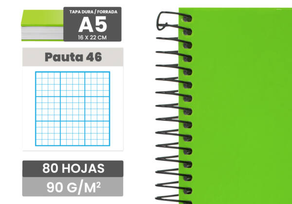 Cuaderno Tapa Forrada A5 80H 90gr/m2 Pauta 46