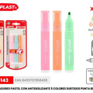 3 Marcadores Punta Bisel 1-4mm 5 Colores Pastel