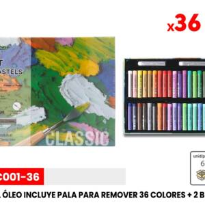 Caja Pastel al óleo 36 colores y 2 Blancos, incluye espátula