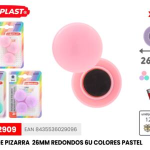 6 Imanes de pizarra Redondos 26mm Colores Pastel