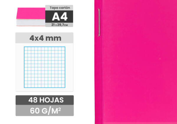 Cuaderno Grapado Tamaño Folio 48Hojas 60G Cuadros 4x4mm