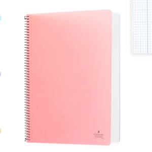 Cuaderno espiral Fº 80H 90g/m2 cuadros 4x4mm tapa plástico pastel