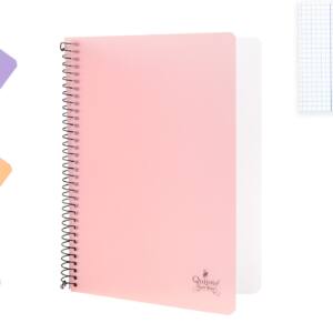 Cuaderno A5 80H 90gr/m2 Cuadros 4x4mm Tapa Plástico Colores Pastel