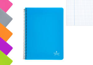 Cuaderno espiral A5 80H 90g/m2 cuadros 4x4mm tapa plástico