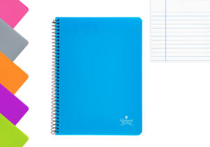 Cuaderno espiral A5 80H 90g/m2 cuadros líneas tapa plástico