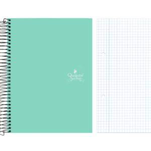 Cuaderno A5 150H 60g/m2 cuadros 5x5mm tapa forrada con perforaciones