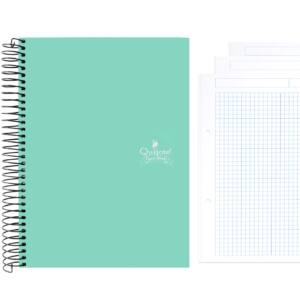 Cuaderno A5 120H 70g/m2 cuadros 5x5mm tapa forrada con perforaciones