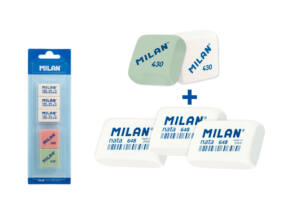 5 Gomas de Borrar Milan 2 Cuadradas y 3 Rectangulares