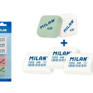 5 Gomas de Borrar Milan 2 Cuadradas y 3 Rectangulares