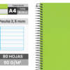 Cuaderno espiral Folio A4 80H 90g/m2 pauta 2.5 tapa forrada