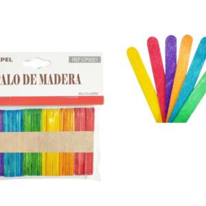 50 Palos Madera de Colores 6.5x1x0.2cm