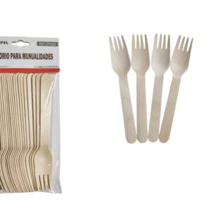 20 Tenedores Madera 16cm
